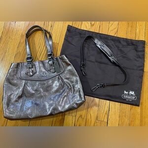 COACH: Pewter purse with removable shoulder strap • No. D1073-15673